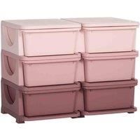 HOMCOM Kids Storage Unit Toy Box Vertical Dresser with Six Drawers - Pink