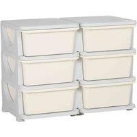 HOMCOM Kids Storage Unit Toy Box Vertical Dresser with Six Drawers - Cream