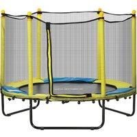 HOMCOM 4.6FT Kids Trampoline with Enclosure, Safety Net, Pads Indoor Trampoline for Kids 1-10 Years - Yellow