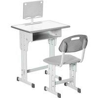 HOMCOM Kids Desk and Chair Set Adjustable Height Study Table Set w/Drawer, Book Stand, Pen Slot - Grey