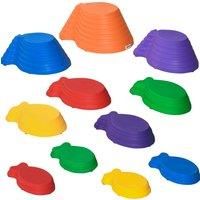 Outsunny Kids Balance Stepping Stones 11-Piece Fish Shape Non-slip Obstacle Course Stackable Balance Blocks Exercise Toddler Balance - Multicoloured