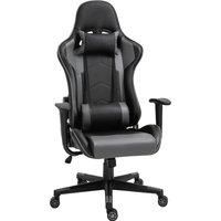 Vinsetto High Back Racing Gaming Chair, PU Leather Reclining Computer Chair with Head Pillow and Lumbar Support, Black