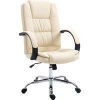 Vinsetto High Back Executive Office Chair, PU Leather Swivel Chair with Padded Armrests, Adjustable Height, Tilt Function, Beige
