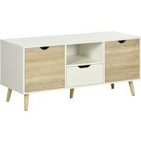 HOMCOM TV Unit Cabinet for TVs up to 50 Inches, TV Stand with Storage Cabinets and Drawer for Living Room and Bedroom, Natural