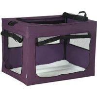 PawHut Pet Carrier, Portable Cat Carrier, Foldable Dog Bag for Small and Medium Dogs, 79.5 x 57 x 57 cm, Purple