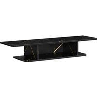Floating TV Unit Stand Wall Mount Media Console with Storage Shelf, Black