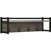 Wall-Mounted Entryway Floating Hanging Shelf with 4 Hooks for Entryway, Kitchen
