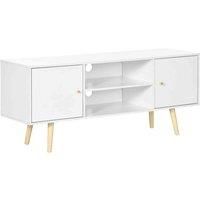 HOMCOM Tv Unit Cabinet For Tvs Up To 55 Inches With Shelves And Cupboards - White