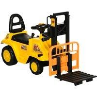 HOMCOM Kids Ride on Forklift Truck with Fork and Tray, Ride on Tractor with Under Seat Storage, Treaded Wheels, No Power Design, Controllable Level