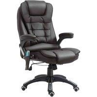 HOMCOM High Back Pu Leather Massage Office Chair With Tilt and Reclining Function Executive Office Chair With Massage and Heat - Brown