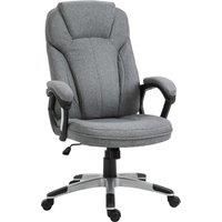 Vinsetto Linen Fabric Home Office Chair, Height Adjustable Computer Chair with Padded Armrests and Tilt Function, Grey