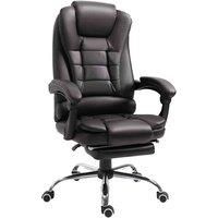 PU Leather Executive Office Chair with Retractable Footrest, Brown