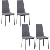 HOMCOM Dining Chairs Upholstered Fabric Accent Chairs With Metal Legs, Set Of 4