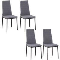 High Back Dining Chairs Upholstered Linen-Touch Fabric Accent Chairs Set of 4