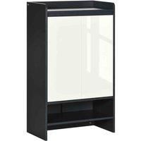 HOMCOM High Gloss Shoe Cabinet with White Doors and Open Shelves, Hallway Shoe Cupboard Storage Organizer for 15 Pairs of Shoes, Grey