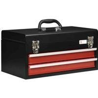 DURHAND 2 Drawer Tool Chest, Lockable Metal Tool Box with Ball Bearing Runners, Portable Toolbox, 460mm x 240mm x 220mm, Black