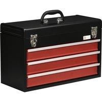 DURHAND 3 Drawer Tool Chest, Lockable Metal Tool Box with Ball Bearing Runners, Portable Toolbox, 510mm x 220mm x 320mm