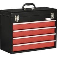Durhand Lockable 4 Drawer Tool Chest w/ Ball Bearing Slide Drawer 51cmx22cmx40cm