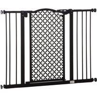 PawHut 74-105 cm Pressure Fit Safety Gate for Doorways and Staircases, Dog Gate, Pet Barrier for Hallways with Auto Close, Double Locking, 2 Extensions