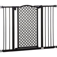 PawHut 74-105 cm Pressure Fit Safety Gate for Doorways and Staircases, Dog Gate, Pet Barrier for Hallways with Auto Close, Double Locking, 2 Extensions