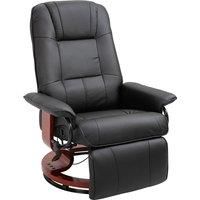 HOMCOM Manual Recliner Chair Armchair Sofa with Faux Leather Upholstered Wooden Base for Living Room Bedroom, Black