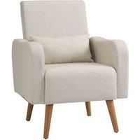 HOMCOM Nordic Leisure Lounge Sofa Accent Chair With Pillow For Bedroom Cream