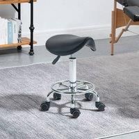 Homcom Saddle Chair Rolling Salon Stool For Massage Black