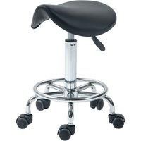 HOMCOM Salon Saddle Stool, Rolling Saddle Chair for Massage, Spa, Clinic, Beauty, Hairdressing and Tattoo, Black