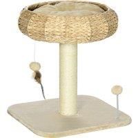 PawHut 51cm Cat Tree, Kitty Activity Center, Cat Climbing Toy, Cat Tower with Cattail Bed Ball Toy Sisal Scratching Post, Beige
