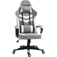 Vinsetto Racing Gaming Chair with Lumbar Support, Headrest, Swivel Wheel, PVC Leather Gamer Desk Chair for Home Office, Grey White