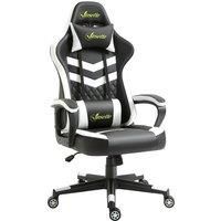 Vinsetto Racing Gaming Chair with Lumbar Support, Headrest, Swivel Wheel, PVC Leather Gamer Desk Chair for Home Office, Black White