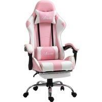 Vinsetto Racing Gaming Chair with Lumbar Support, Head Pillow, Swivel Wheels, High Back Recliner Gamer Desk Chair for Home Office, Pink