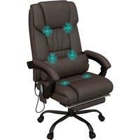Vinsetto 6-Point PU Leather Massage Office Chair, Reclining Chair Height Adjustable Computer Chair with Footrest, Swivel Wheels, Remote