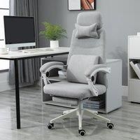 Vinsetto Home Office Chair w/ Manual Footrest Recliner Padded Modern Adjustable Swivel Seat w/ 2 Pillows Armrest Ergonomic Grey