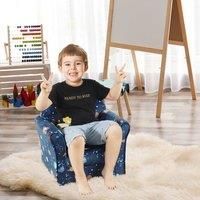 HOMCOM Kids Mini Armchair Planet-themed Chair with Wooden Frame