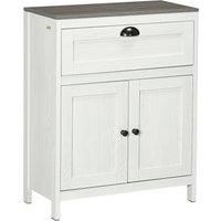 kleankin Bathroom Floor Cabinet, Freestanding Storage Cupboard with Drawer, Double Door Cabinet and Adjustable Shelf, White