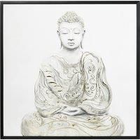 HOMCOM Canvas Wall Art Gold Textured Buddha Sit in Meditation, Wall Pictures for Living Room Bedroom Decor, 83 x 83 cm