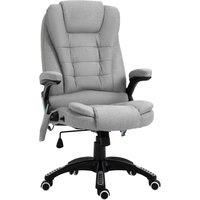 Vinsetto Massage Office Chair Recliner Ergonomic Gaming Heated Home Office Padded Linen-Feel Fabric & Swivel Base Light Grey