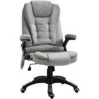 Vinsetto Massage Recliner Chair Heated Office Chair with Six Massage Points Microfiber Cloth 360 Swivel Wheels Grey