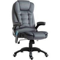 Vinsetto Massage Recliner Chair Heated Office Chair with Six Massage Points Velvet-Feel Fabric 360 Swivel Wheels Grey