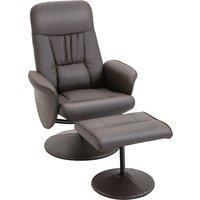 HOMCOM Executive Recliner Chair High Back and Footstool Armchair Lounge Seat Brown