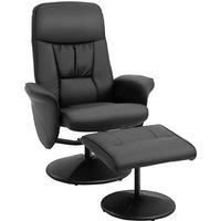 HOMCOM Executive Recliner Chair High Back and Footstool Armchair Lounge Seat Black