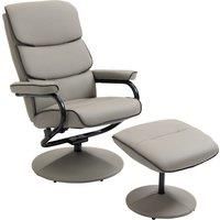 HOMCOM Recliner Chair with Ottoman 360 Swivel Faux Leather High Back Armchair w/ Footrest Stool for Home Office