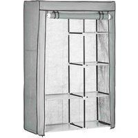 HOMCOM Fabric Wardrobe, Portable Wardrobe with 6 Shelves, 1 Hanging Rail, Foldable Closets, 103 x 43 x 162.5 cm, Light Grey