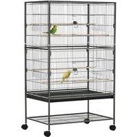 PawHut Large Bird Cage Budgie Cage for Finch Canaries Parrot with Stand Grey