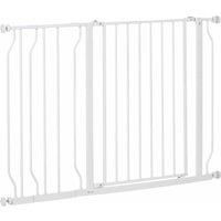 PawHut Wide Dog Safety Gate, with Door Pressure, for Doorways, Hallways, Staircases - White