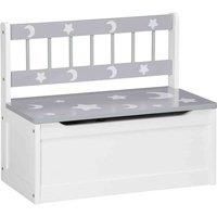 ZONEKIZ 2 In 1 Wooden Toy Box, Kids Storage Bench, Toy Chest with Safey Rod - Grey