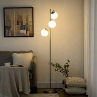 3-Light Modern Silver Floor Lamp for Living Room/Bedroom Free Standing