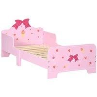 ZONEKIZ Princess Themed Kids Toddler Bed Kids Bedroom Furniture w/Cute Patterns, Safety Side Rails, for Girls Aged 3-6 Years 143 x 74 x 59cm - Pink