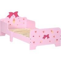 ZONEKIZ Princess-themed Kids Toddler Bed with Cute Patterns, Safety Side Rails Slats, Kids Bedroom Furniture for 3-6 Years, Pink, 143 x 74 x 59 cm